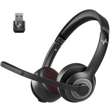 JIAMQISHI EH02 Wireless Headset, Ear-Pad, Boom Mic Bluetooth USB No Audio Cord