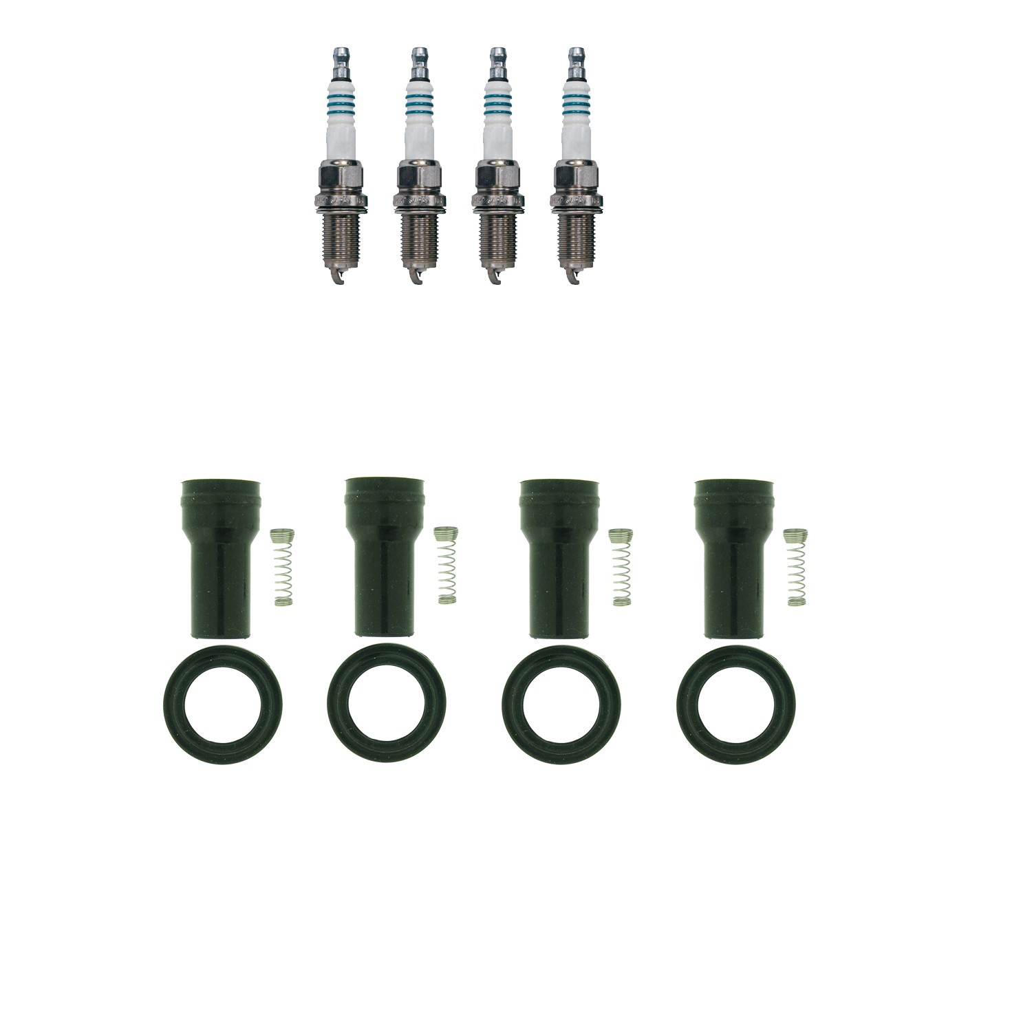 Denso 4 Iridium Power Plugs  NGK Ignition Coil Boots Kit for Hyundai Accent 1.6