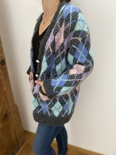 Zara Grob Strick Jacke Rauten Wollanteil Gr. M zu Jeans Hose 