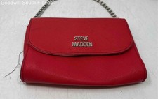 Steve Madden Womens Blynn Red Silver Pockets Semi Chain Strap Crossbody Bag
