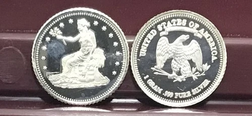 1 gram .999 pure silver Trade Dollar!