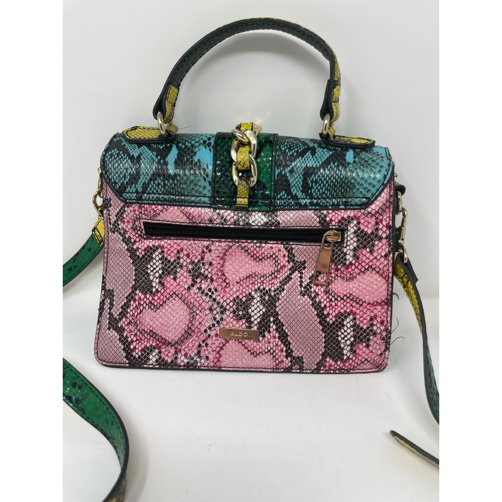 Aldo Glendaa Patchwork Snakeskin Print Handbag Cr… - image 2