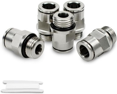 5 Stück 8mm Schlauch AD x 1/4'' BSP Außengewinde mit O-Ring gerade vernickeltes