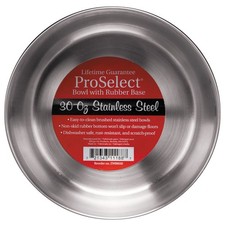 Proselect Stainless Steel Dog Bowl with Rubber Base Sizes Vary 30 OZ, Silver