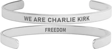 Charlie Kirk Freedom Stainless Steel Cuff Bracelet for Patriotic Men and Women