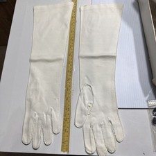 Vintage White Opera Gloves 7.5 Wear Right Flex Suede Cotton VTG