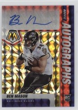 2021 Panini Mosaic Rookie Choice Fusion Red & Yellow Prizm Ben Mason Auto 0e9k