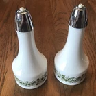 Vintage Gemco/Corelle Milk Glass Spring Blossom Oil & Vinegar Cruet Set
