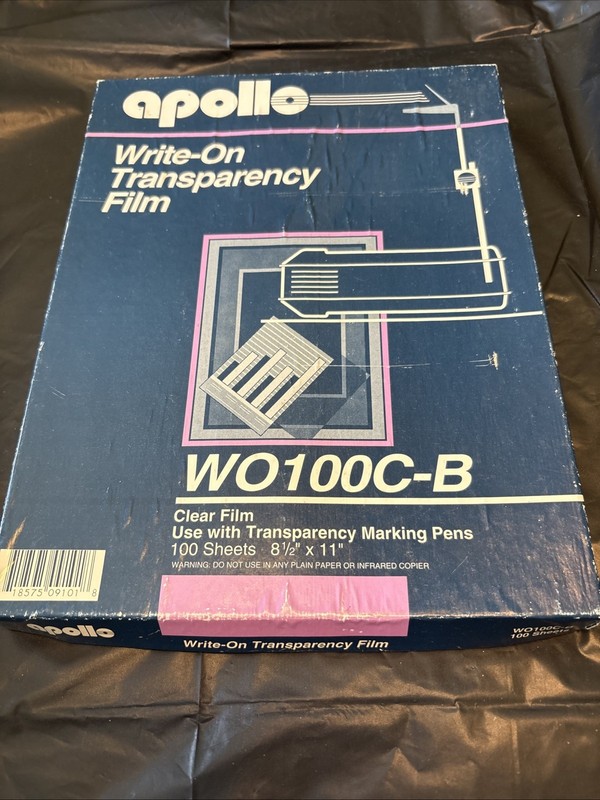 Apollo Write On Transparency Film Sheets 100- 8 1/2 x 11 VWO100C-B Open Box