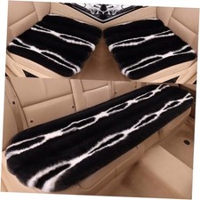 Faux Sheepskin Car Seat Cover Full Set Fluffy Cute Full Set for 5 Seats Black