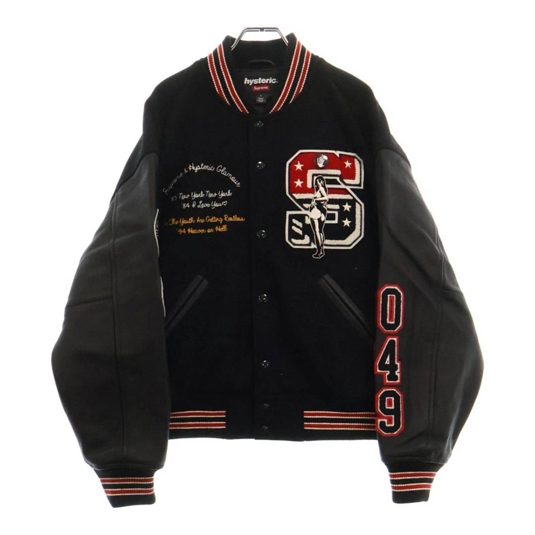 Veste universitaire SUPREME 24AW x hystérique glamour noir extérieur d'occasion 17da92a809b8794b