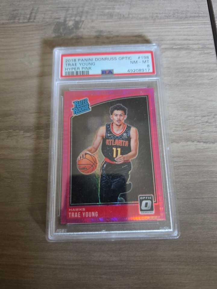 2018-19 Panini Optic  Rated Rookie Trae Young #198 Pink Hyper Prizm Psa 8