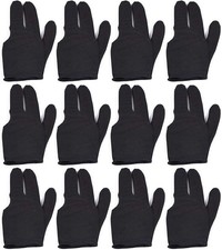 Billiards Gloves 12 PCS Set 3 Finger Billiard Gloves for Left/Right Hand , 6 Whi