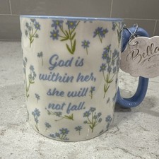 GOD IS WITHIN HER SHE Psalm 46:5 Bella 16oz Mug 10 Strawberry St Bible Verse NEW