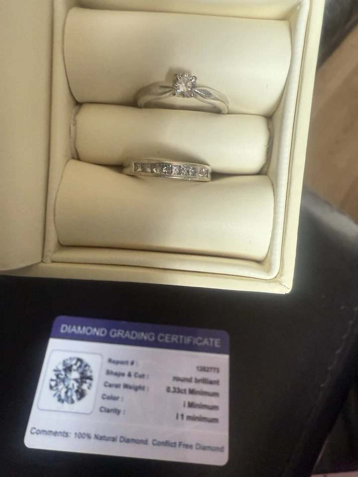 9ct White Gold Engagement & Eternity Ring - Image 3 of 4