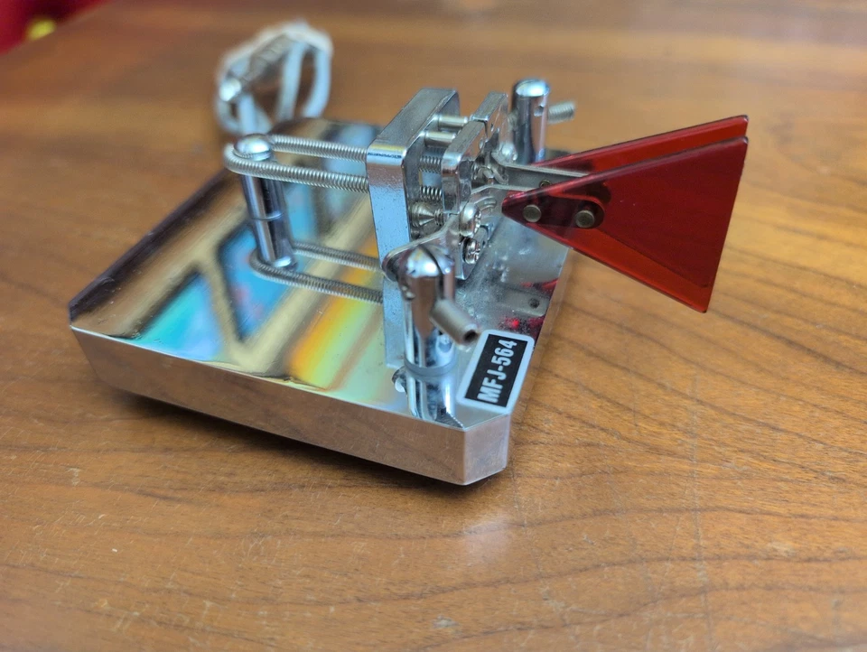 Vintage MFJ-564 Ham Radio Morse Code Iambic Key Paddle Silver - Image 4 of 4