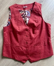 Joe Browns Burnt Orange Rust Linen Blend Waistcoat UK 12