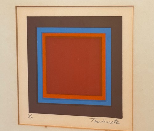 Simon Tashimoto Tokyo Japan Signed Geometric Serigraph Op Art Print Vtg Mcm Rare - Picture 12 of 18