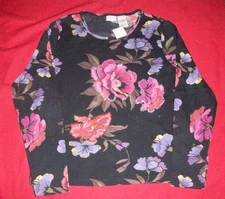 NOS WOMEN'S WHITE STAG LS TOP FLOWERS & BEADS  XL PRETTY FOR HOLIDAYS