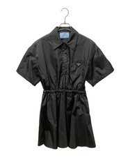 PRADA Re-Nylon Short Sleeve Dress/ Black/ Size 40