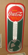 COCA-COLA Silhouette Girl -Made in USA- GAS STATION - Thermometer Sign -COLORFUL