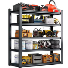 5-Tier Heavy Duty Steel Adjustable Garage Storage Shelving Unit in Black 47 In.