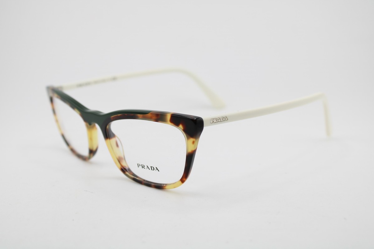 NEW PRADA VPR 10V 321-1O1 GREEN HAVANA WHITE AUTHENTIC EYEGLASSES