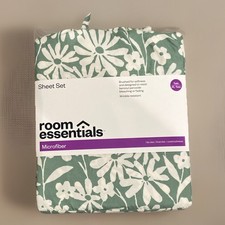 Room Essentials, Soft, Microfiber Green/white Floral Sheet Set Twin/XL Twin