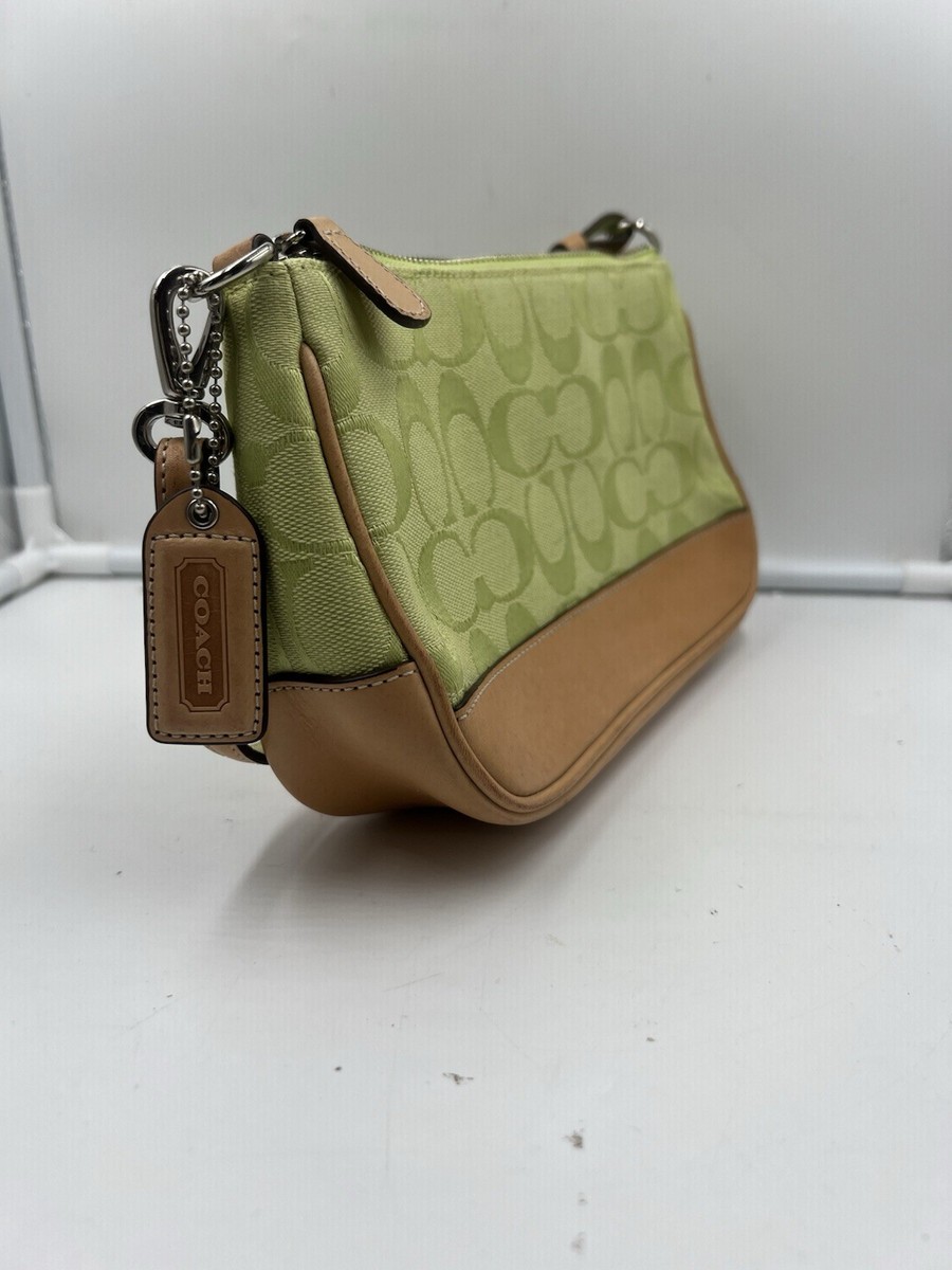 Coach Signature 6094 Canvas Leather Handbag Black Gray for