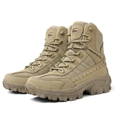 Men's High-Top Walking Flats Boots Outdoor Anti-Slip Hiking Ankle Short Boots