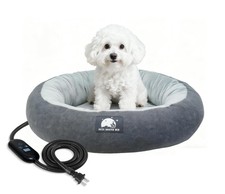 Heated Cat Bed for Small Cats, 19" Soft  Cozy Donut Pet Bed with Timer  Tem...