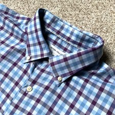 Nice Mens Peter Millar Long Sleeve L/S Button Front Shirt XL Blue Purple Plaid