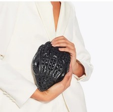 RARE👜Kurt Geiger Kensington Oversized Black Drench Eagle Head Clutch Bag 