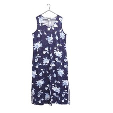 Vintage Fosseys Dress 16 Long A Line Sleeveless Purple Floral Scoop Neck 