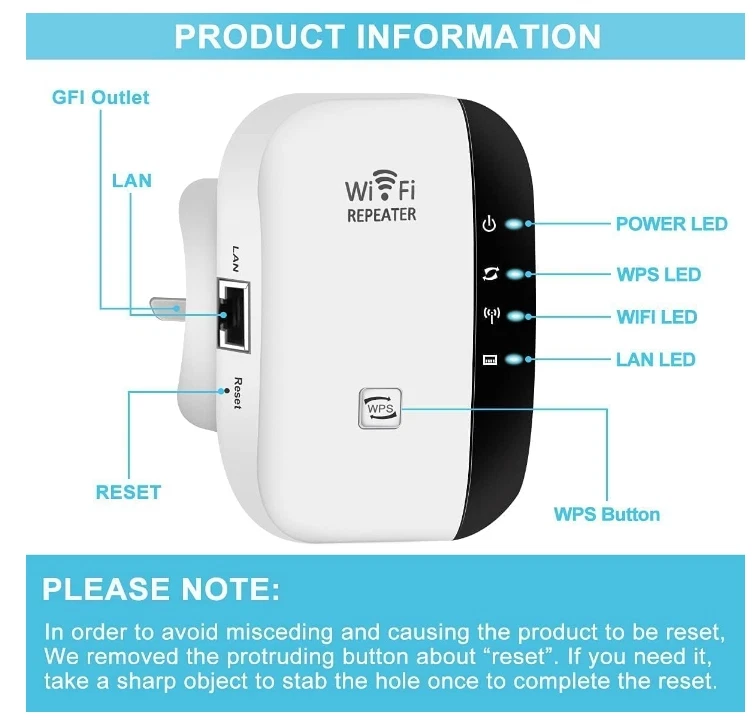 New WiFi Range Extender Booster Repeater Signal Amplifier with Ethernet UK Plug - Image 2 of 4