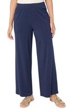 Denim Co. Women's Beach Jersey Full Length Wide Leg Pant Navy