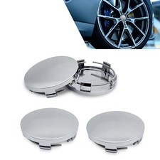 4 PCS Car Wheel Center Caps, 60MM/2.36In OD 56MM/2.2In ID, ABS Snap-in silver