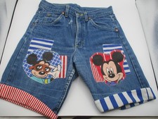 VINTAGE LEE MADE IN USA WOMENS DENIM SHORTS with DISNEY MICKEY MOUSE ~ 28"
