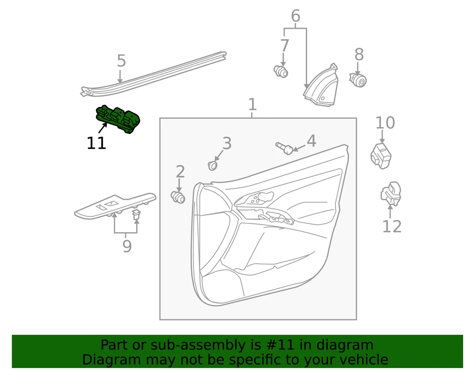 09-10 GENUINO PONTIAC VIBE CERRADURA DE PUERTA E INTERRUPTOR DE VENTANA, PIEZA NUEVA OEM, P/N 19204262 Foto 3 de 4