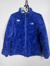 The North Face Kids Girls Reversible Fleece Mossbud Swirl Jacket Blue Sz L 14-16
