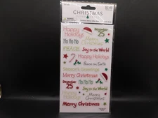 christmas paper crafts Christmas Words Glitter stickers 2 sheets 62pc
