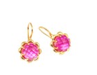 Pendientes para ella enchapados en oro de 24 k con flores de margarita rosa hidro cuarzo