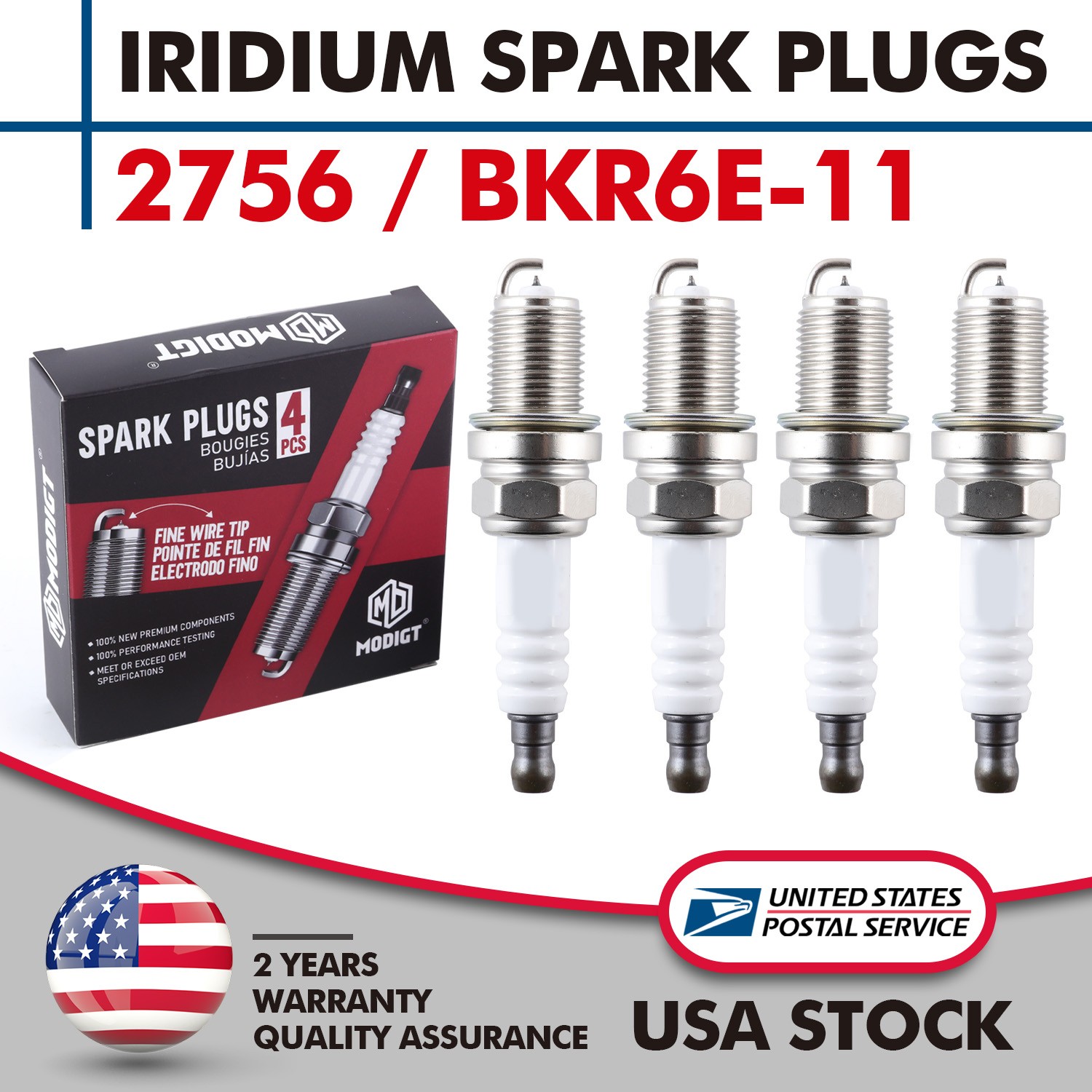 4 PCS For NGK 2756 Iridium Spark Plugs BKR6E11 for Toyota Subaru Chevrolet Dodge