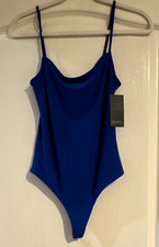 Free Press Women  s Blue Solid One Piece Bodysuit, Regular Size S