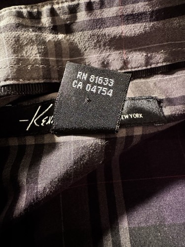 Kenneth Cole Men's LG Purple/Gray Plaid Long Sleeve Snap Button-Up Shirt Size XL - Picture 8 of 12