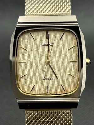 Excellent] Vintage SEIKO DOLCE 9531-5140 Gold Quartz Men's Watch