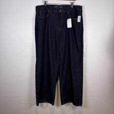 NWT Old Navy Woman's High Rise Baggy Wide Leg Jeans Size 16 Dark Blue Denim