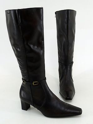 Stiefel Tamaris Reißverschluss Blockabsatz Echtleder dunkelbraun