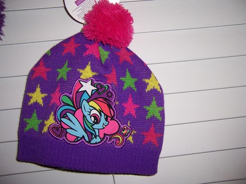 My Little Pony RAINBOW DASH Girl's Purple Winter Knit Hat Cap Beanie W/Pom Pom - Picture 2 of 3