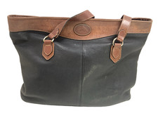 Vtg DELFINO Leather Pebbled Black  Brown Shoulder Handbag Purse Columbia